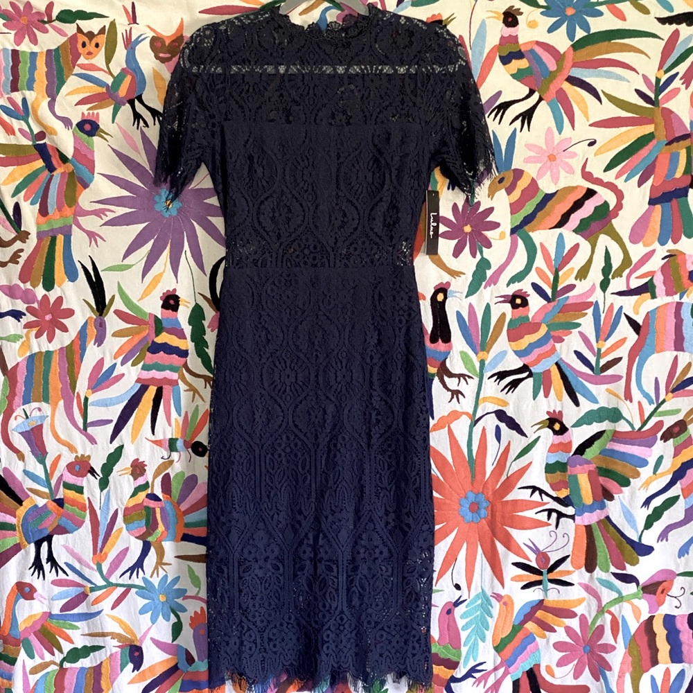 New Midi Navy Blue lace Lulus Dress